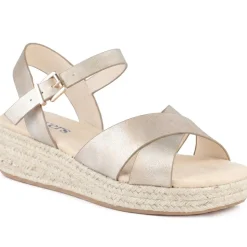 Wide Fit Buckle Fasten Strappy Espadrilles - Gold