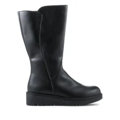 Wide Fit Calf Length Boots With Inside Zip - Black