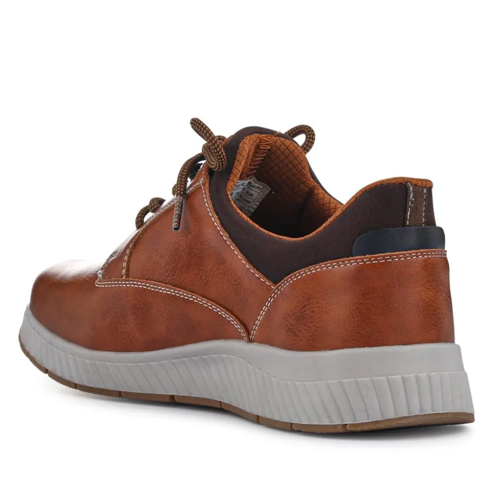 Wide Fit Casual Laced Slip-On Shoes - Tan