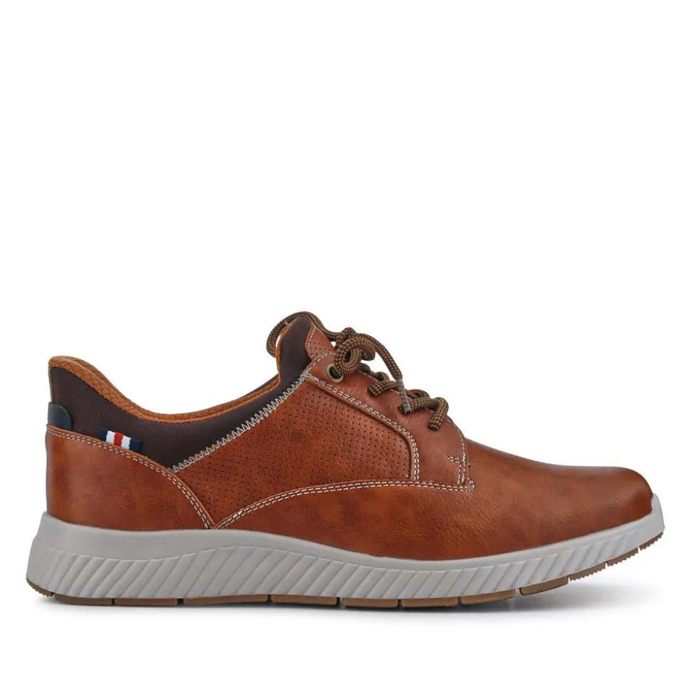Wide Fit Casual Laced Slip-On Shoes - Tan