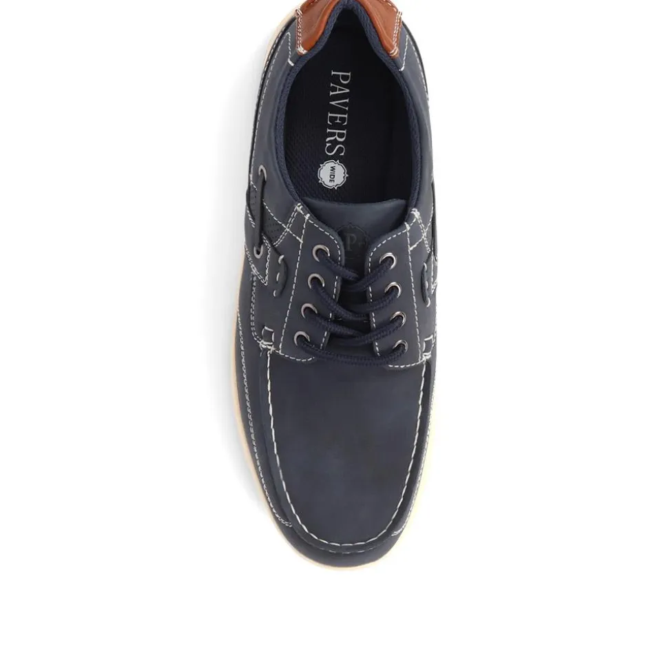 Wide Fit Casual Lace Up Shoes - Navy