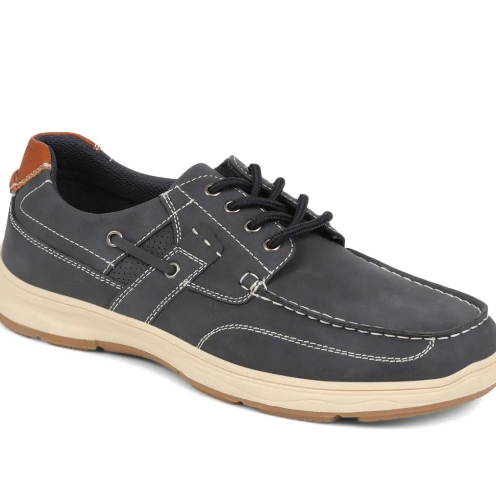 Wide Fit Casual Lace Up Shoes - Navy