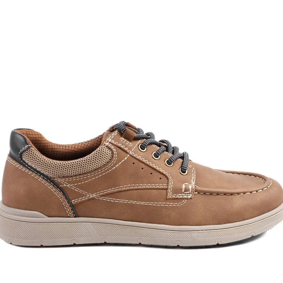 Wide Fit Casual Lace Up Shoes - Tan