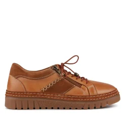 Wide Fit Casual Leather Lace-Up Shoes - Tan
