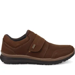 Wide Fit Casual Leather Slip-On Shoes - Brown