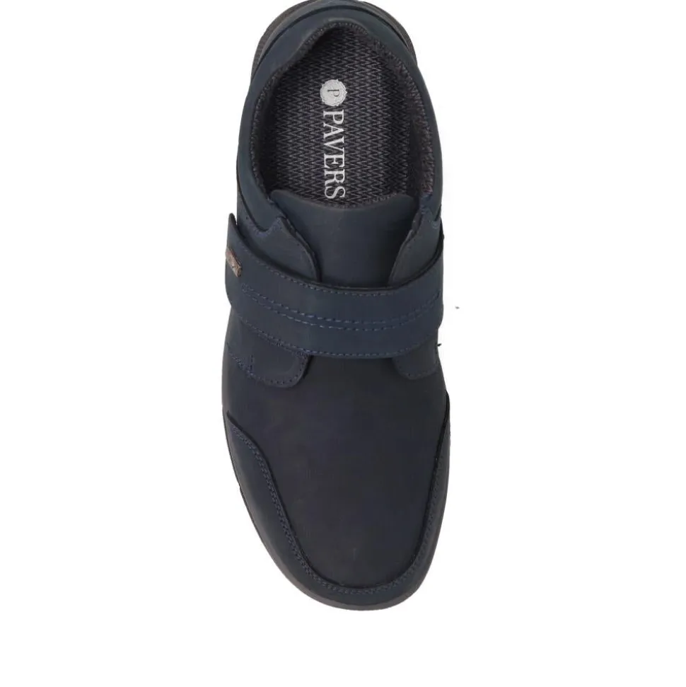 Wide Fit Casual Leather Slip-On Shoes - Navy
