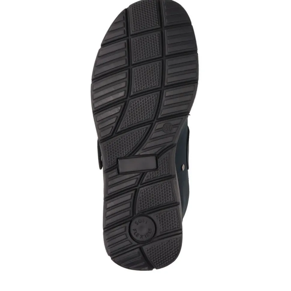 Wide Fit Casual Leather Slip-On Shoes - Navy