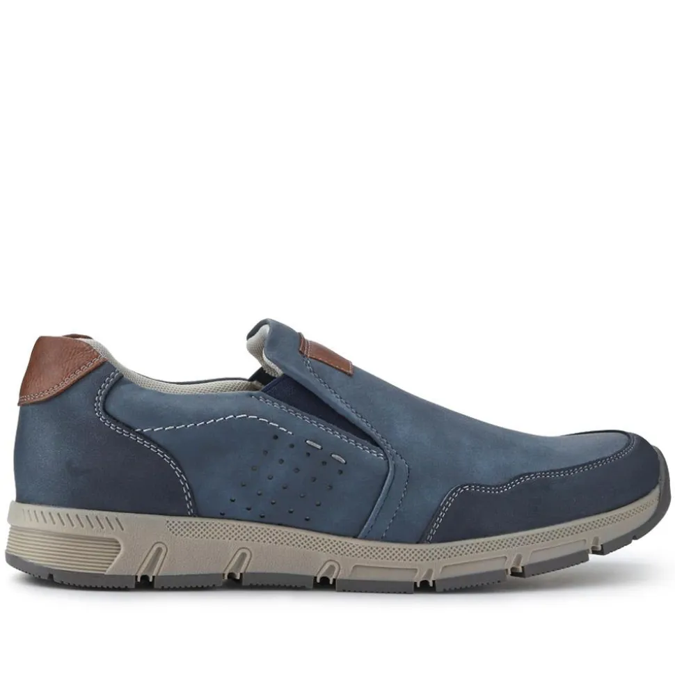 Wide Fit Casual Slip-On Trainers - Navy