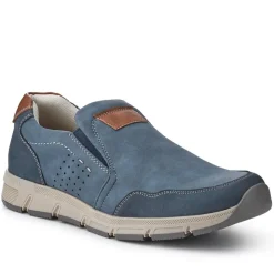Wide Fit Casual Slip-On Trainers - Navy
