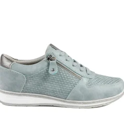 Wide Fit Casual Zip & Lace Trainers - Denim