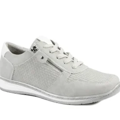 Wide Fit Casual Zip & Lace Trainers - Grey