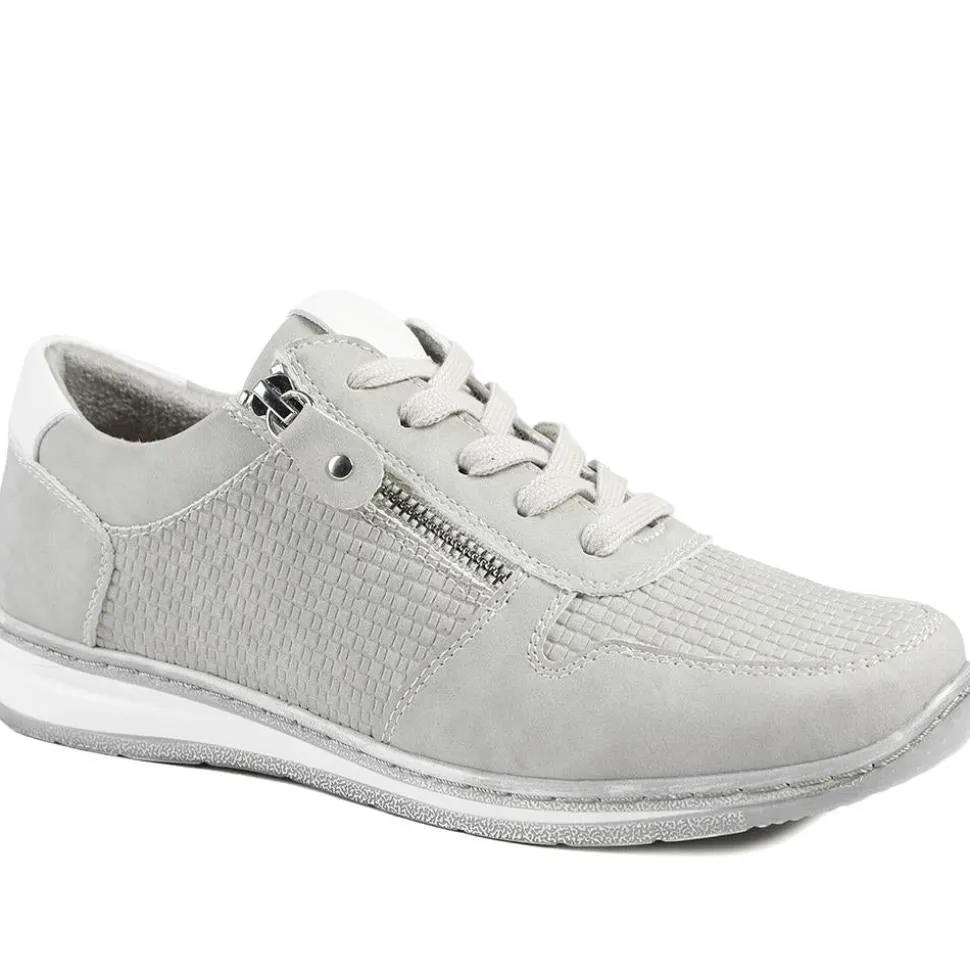 Wide Fit Casual Zip & Lace Trainers - Grey