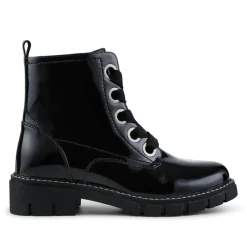 Wide-Fit Chunky Ankle Boots - Black Patent