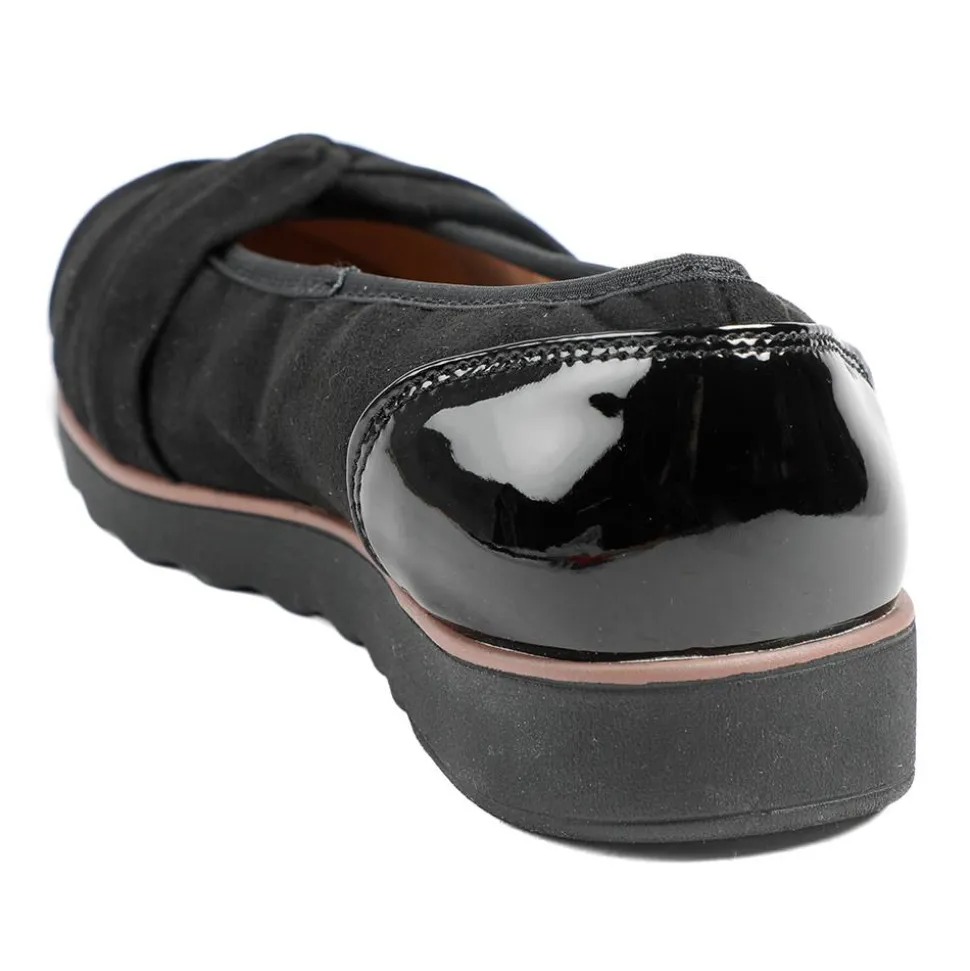 Wide Fit Chunky Bow Detailed Pumps - Black