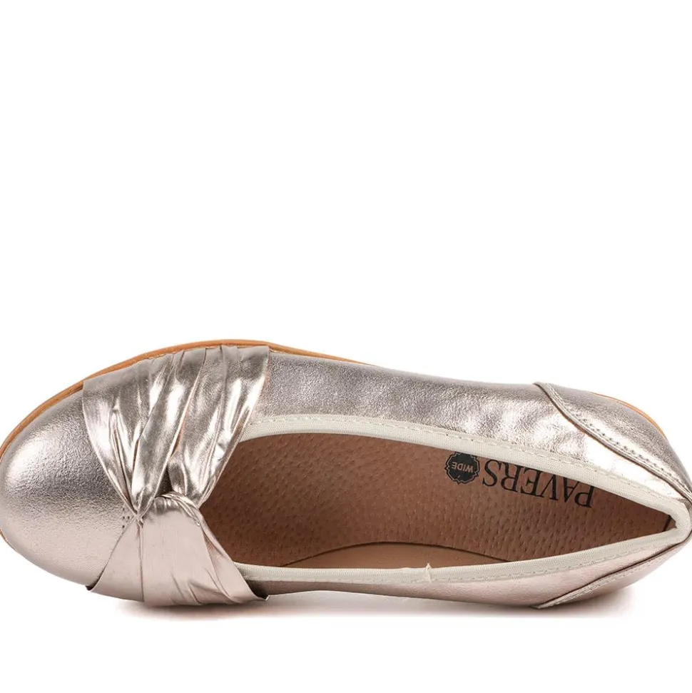 Wide Fit Chunky Bow Detailed Pumps - Gold