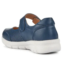 Wide Fit Chunky Leather Mary Janes - Navy