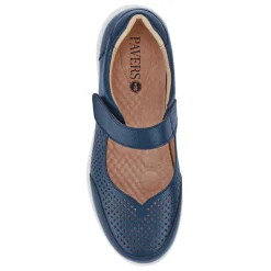 Wide Fit Chunky Leather Mary Janes - Navy