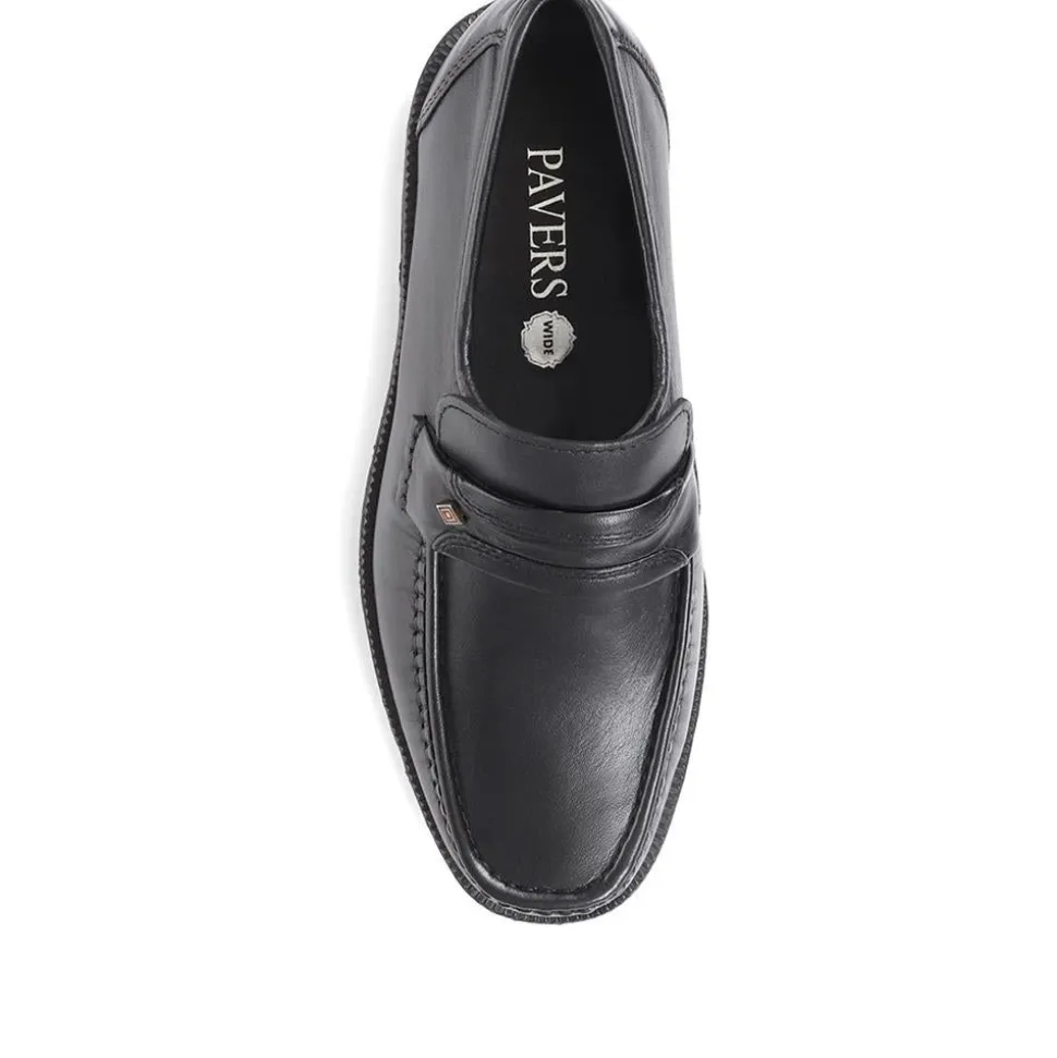 Wide Fit Classic Leather Loafers - Black