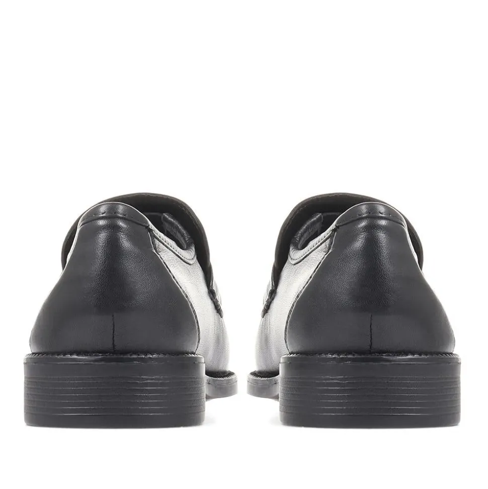 Wide Fit Classic Leather Loafers - Black