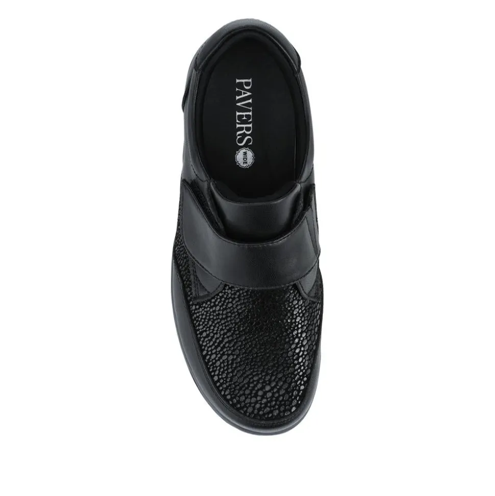 Wide Fit Coated Leather Adjustable Monk Shoes - Black