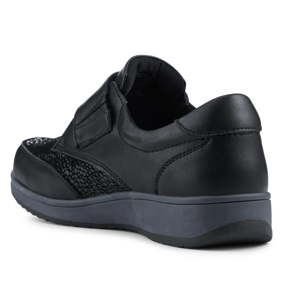 Wide Fit Coated Leather Adjustable Monk Shoes - Black