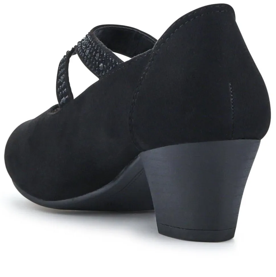 Wide fit Cone Heeled Mary Janes - Black