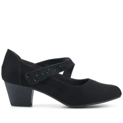 Wide fit Cone Heeled Mary Janes - Black