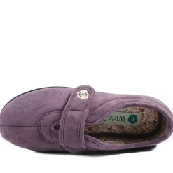 Wide Fit Cosy Adjustable Fasten Slippers - Lilac