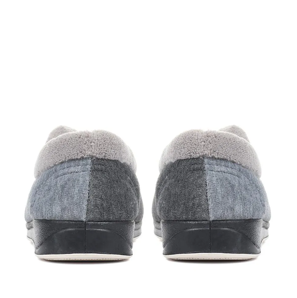 Wide Fit Cosy Antibacterial Full Slippers - Grey