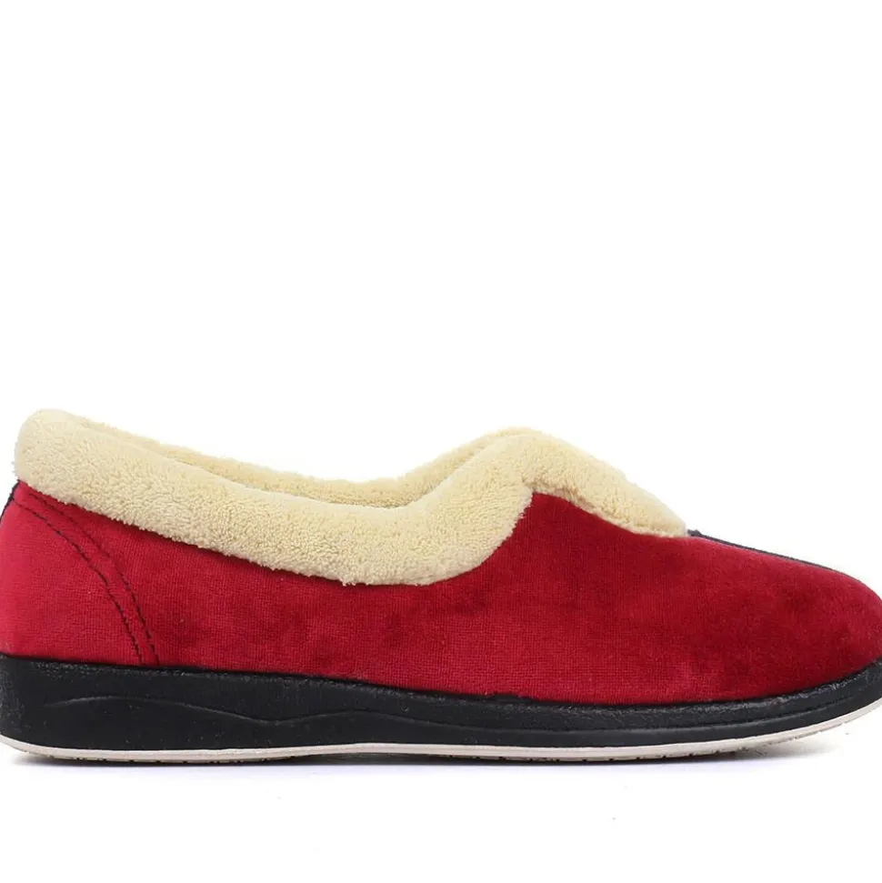 Wide Fit Cosy Antibacterial Full Slippers - Navy-Red