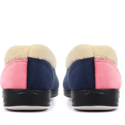 Wide Fit Cosy Antibacterial Full Slippers - Pink Multi
