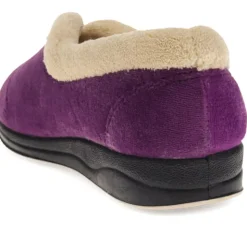 Wide Fit Cosy Antibacterial Full Slippers - Purple