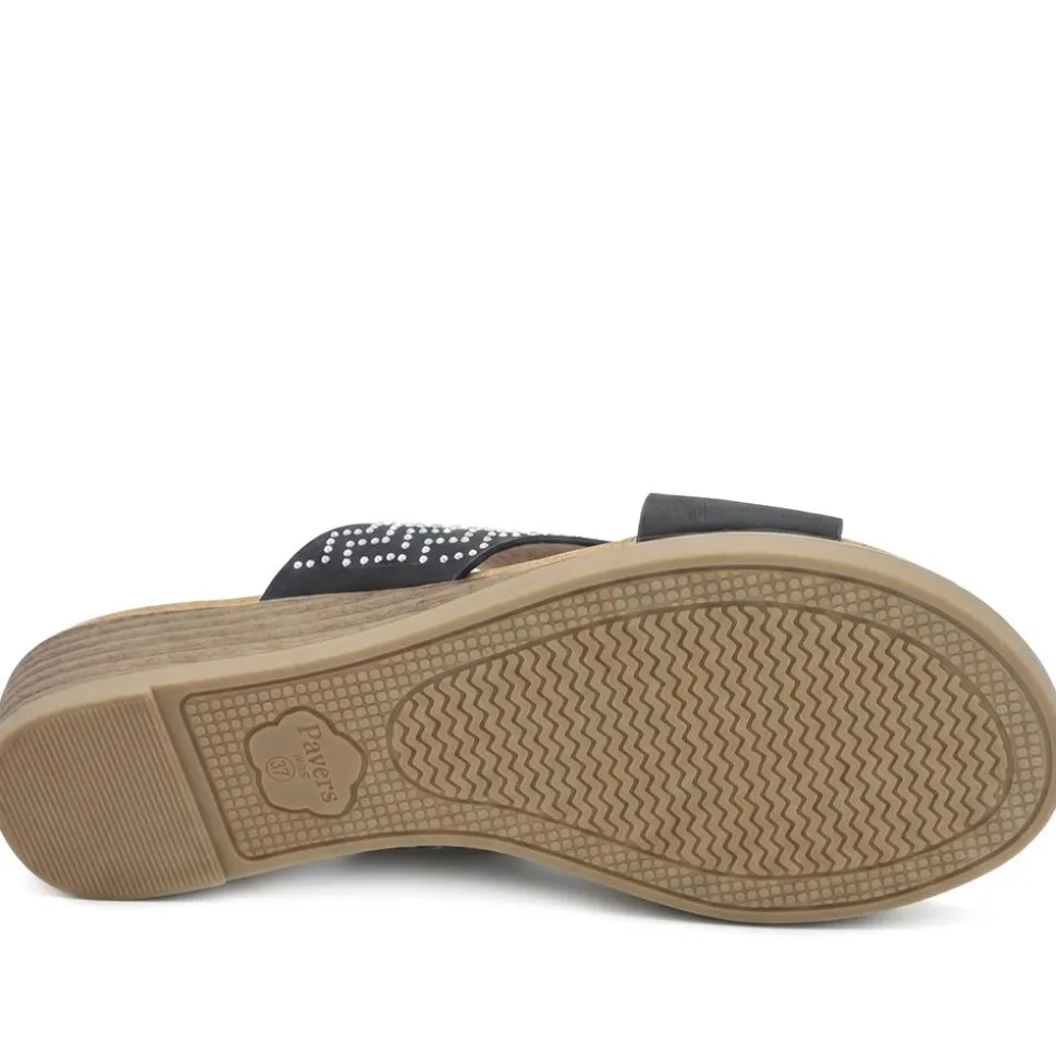Wide Fit Cross Strap Mule Sandals - Black