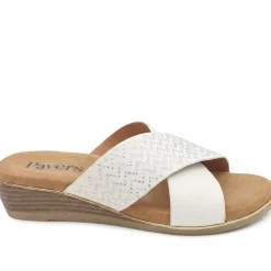 Wide Fit Cross Strap Mule Sandals - White