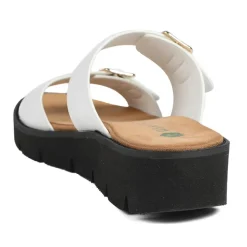 Wide Fit Cushioned Buckled Sandals - White