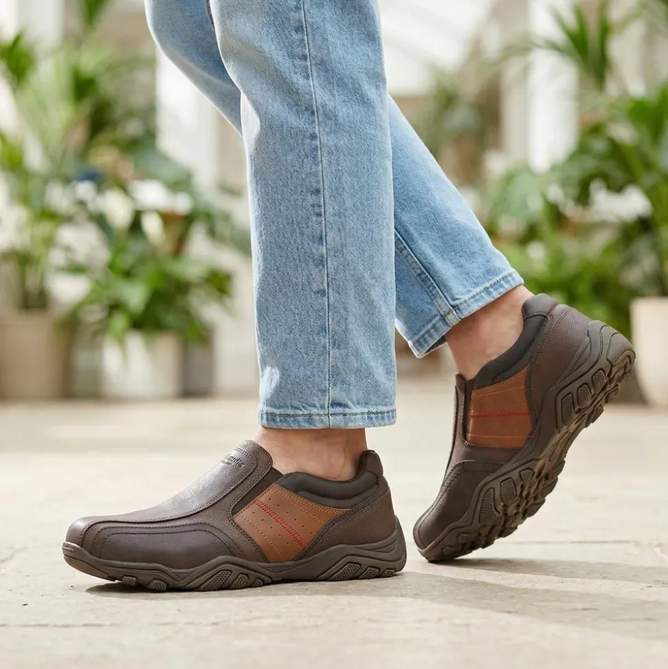 Wide Fit Cushioned Slip On Shoes - Brown