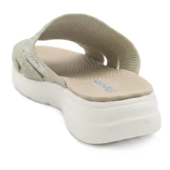 Wide Fit Diamante Cushioning Mule Sandals - Natural
