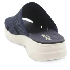 Wide Fit Diamante Cushioning Mule Sandals - Navy
