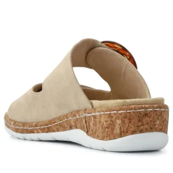 Wide Fit Dual-Fasten Mules - Beige