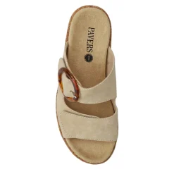 Wide Fit Dual-Fasten Mules - Beige