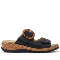 Wide Fit Dual-Fasten Mules - Black