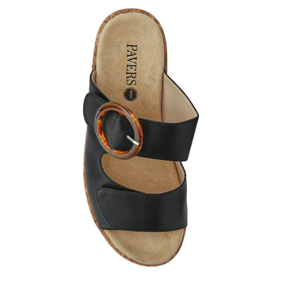 Wide Fit Dual-Fasten Mules - Black