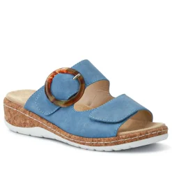 Wide Fit Dual-Fasten Mules - Blue