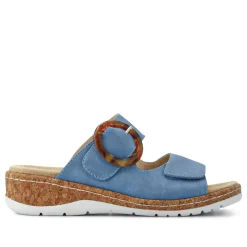 Wide Fit Dual-Fasten Mules - Blue