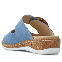 Wide Fit Dual-Fasten Mules - Blue