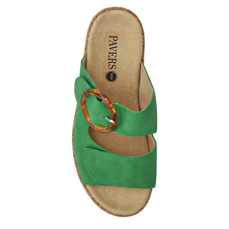 Wide Fit Dual-Fasten Mules - Green
