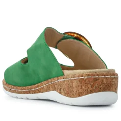 Wide Fit Dual-Fasten Mules - Green