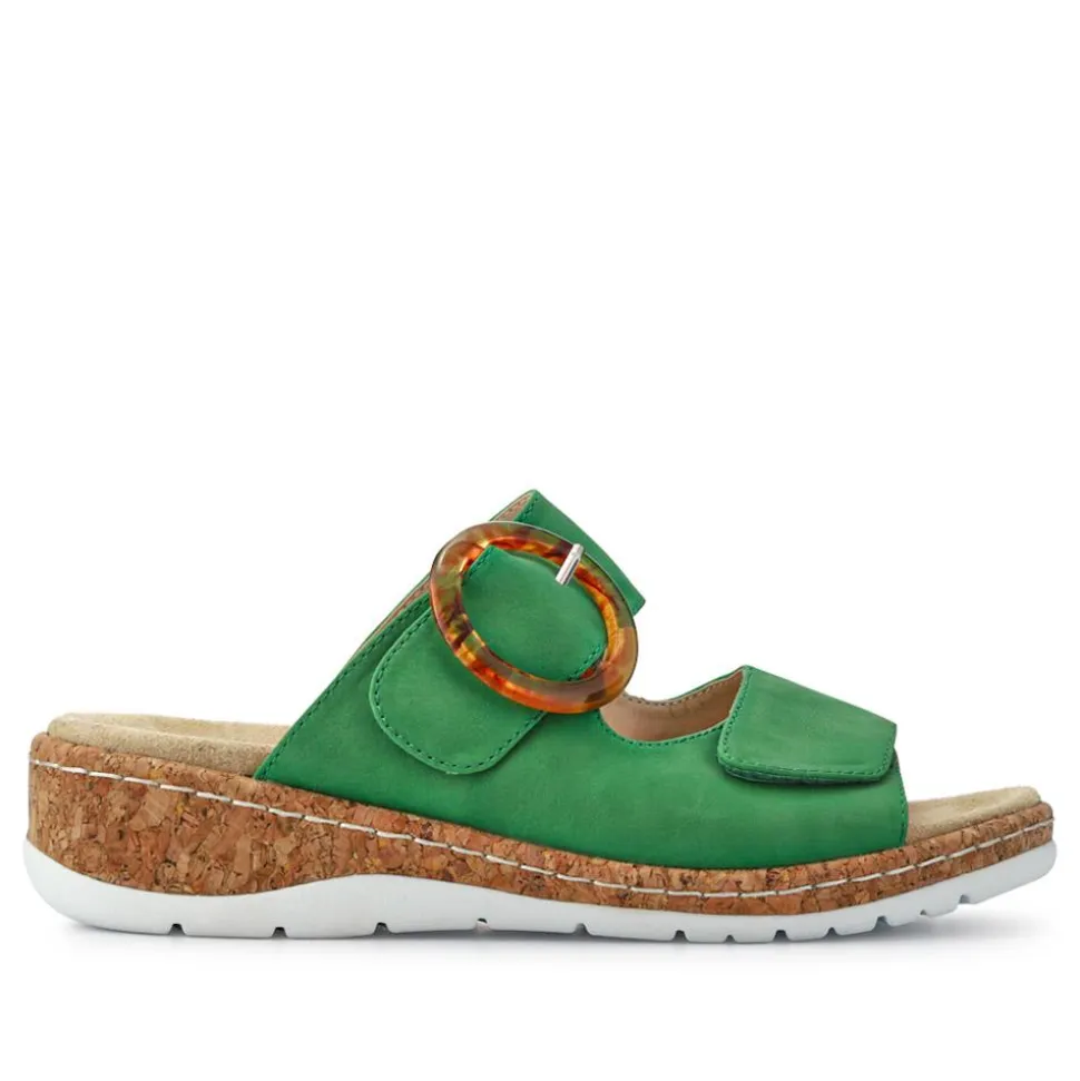 Wide Fit Dual-Fasten Mules - Green