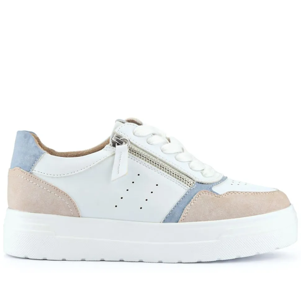 Wide-Fit Dual-Fasten Platform Trainers - White