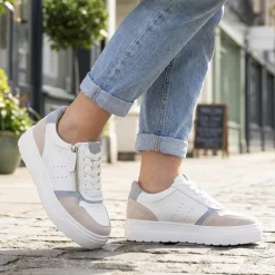 Wide-Fit Dual-Fasten Platform Trainers - White